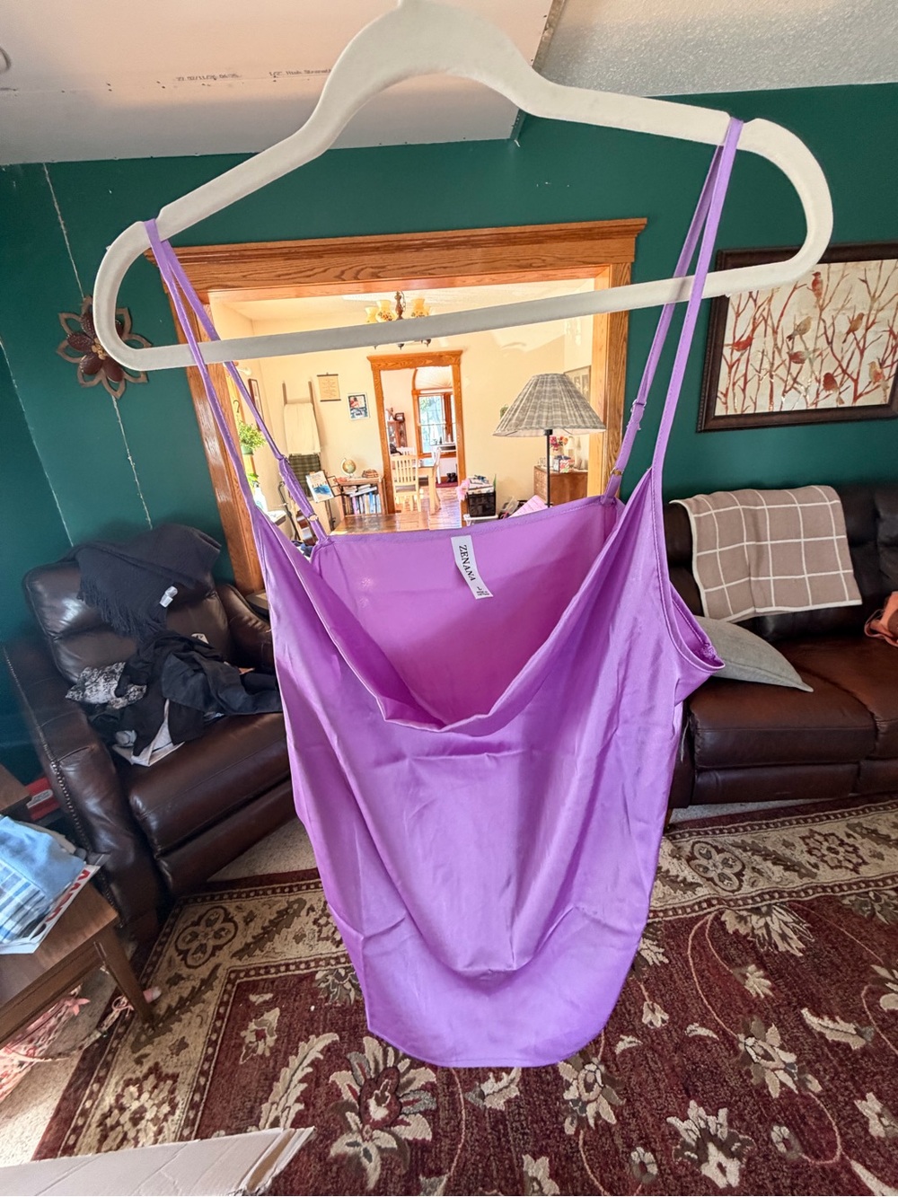Zenana Outfitters Lilac Satin Cowl Neck Camisole